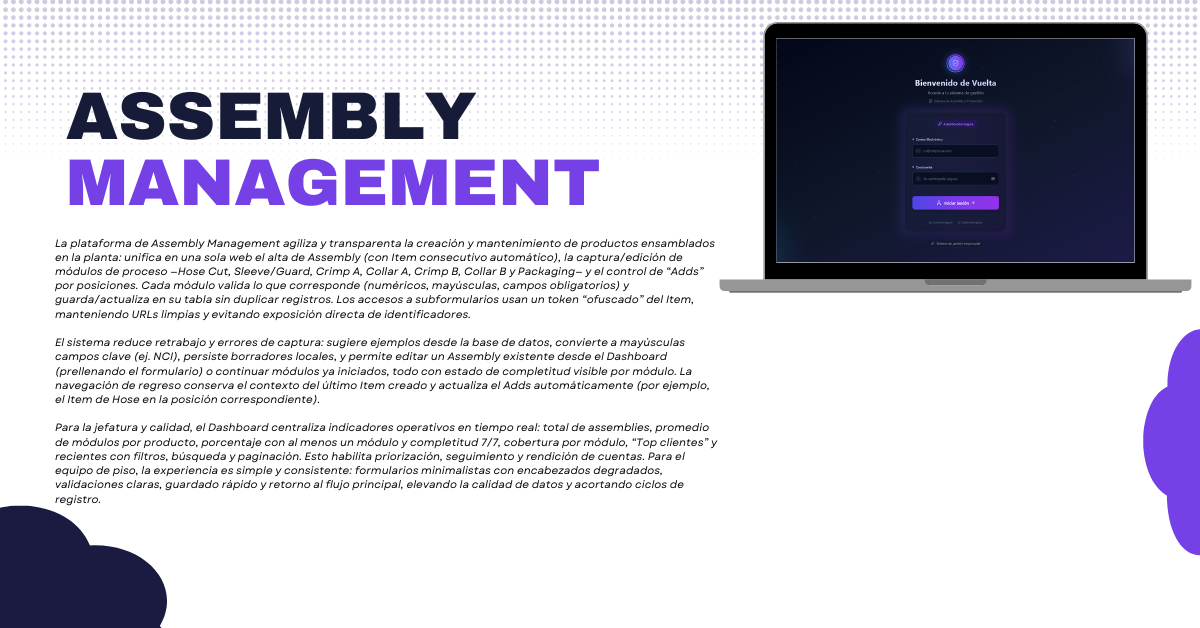 Assembly Management – Módulos y Dashboard (Software Para La Empresa SIAUMEX)